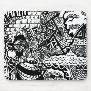 ジャングルの海の落書きのマウスパッド マウスパッド