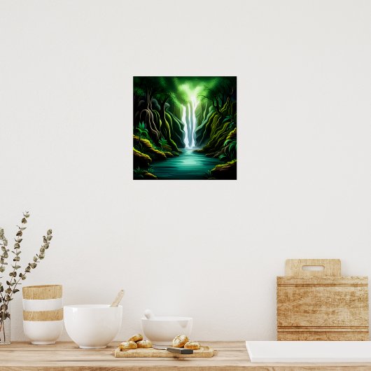 ジャングルの滝 ポスター (キッチン)