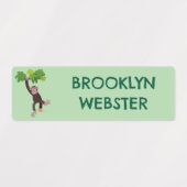 ジャングルの漫画の可愛いチンパンジーパーソナライズされた ラベル (デザイン2)