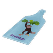 ジャングルの漫画の可愛ぶら下がったいチンパンジー カッティングボード (角)
