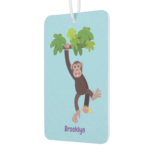 ジャングルの漫画の可愛ぶら下がったいチンパンジー カーエアーフレッシュナー (左)