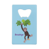 ジャングルの漫画の可愛ぶら下がったいチンパンジー クレジットカード栓抜き (裏面)