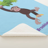 ジャングルの漫画の可愛ぶら下がったいチンパンジー シェルパブランケット (3/4)