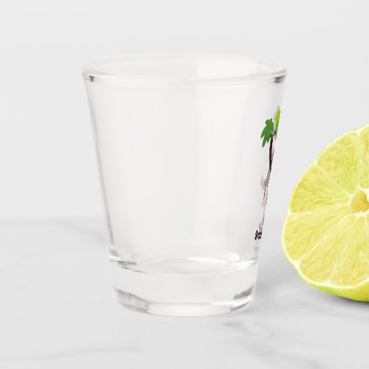 ジャングルの漫画の可愛ぶら下がったいチンパンジー ショットグラス (左)