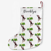 ジャングルの漫画の可愛ぶら下がったいチンパンジー スモールクリスマスストッキング (裏面)