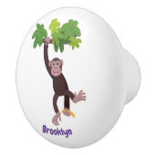 ジャングルの漫画の可愛ぶら下がったいチンパンジー セラミックノブ (右)