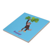 ジャングルの漫画の可愛ぶら下がったいチンパンジー タイル (側面)