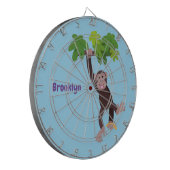 ジャングルの漫画の可愛ぶら下がったいチンパンジー ダーツボード (正面左)