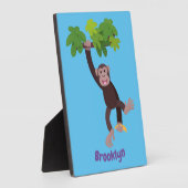 ジャングルの漫画の可愛ぶら下がったいチンパンジー フォトプラーク (側面)