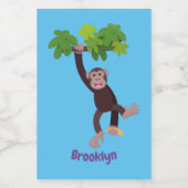 ジャングルの漫画の可愛ぶら下がったいチンパンジー フードラベル (シングルラベル)