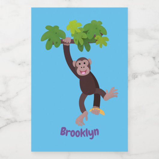 ジャングルの漫画の可愛ぶら下がったいチンパンジー フードラベル (シングルラベル)