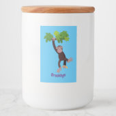 ジャングルの漫画の可愛ぶら下がったいチンパンジー フードラベル (正面)