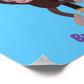 ジャングルの漫画の可愛ぶら下がったいチンパンジー ポスター (角)