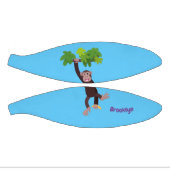 ジャングルの漫画の可愛ぶら下がったいチンパンジー ミニバスケットボール (パネル)