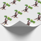 ジャングルの漫画の可愛ぶら下がったいチンパンジー ラッピングペーパー (角)