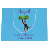 ジャングルの漫画の可愛ぶら下がったいチンパンジー ラージペーパーバッグ (正面)