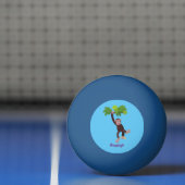 ジャングルの漫画の可愛ぶら下がったいチンパンジー 卓球ボール (ネット)