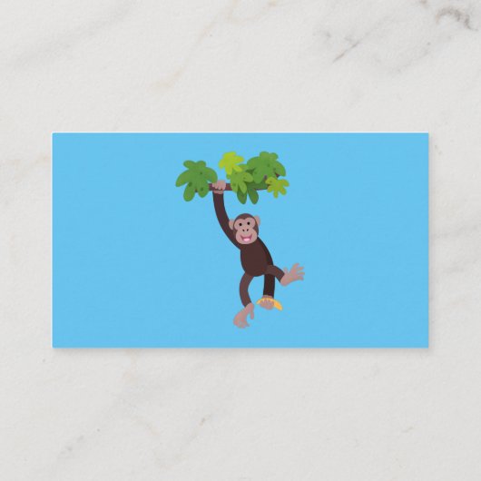 ジャングルの漫画の可愛ぶら下がったいチンパンジー 名刺 (裏面)