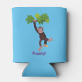 ジャングルの漫画の可愛ぶら下がったいチンパンジー 缶クーラー (裏面)