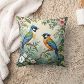 ジャングルの熱帯鳥 クッション (ブランケット)