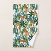 ジャングルの猫と離れのパターン バスタオルセット (ハンドタオル)