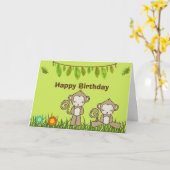 ジャングルの猿たちと一緒にお誕生日 カード (黄色い花)