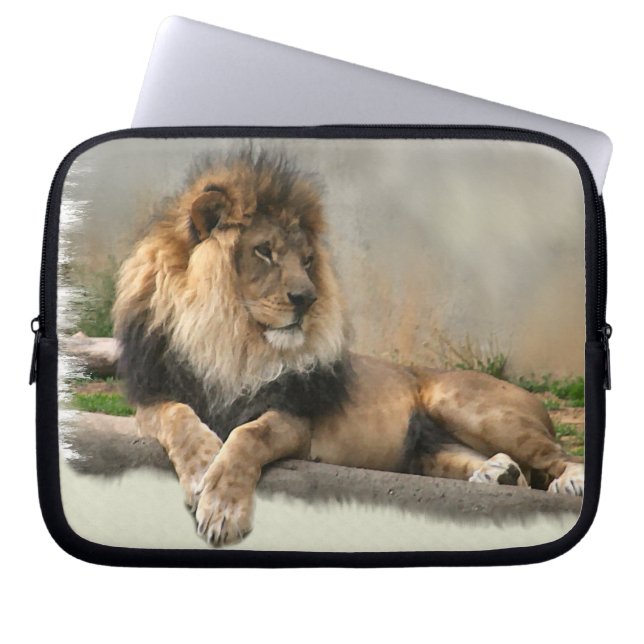 ジャングルの王様を愛するライオン ラップトップスリーブ (正面)