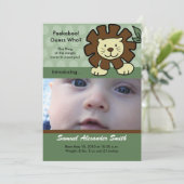 ジャングルの王 赤ちゃんライオン 誕生のお知らせ 案内状 (スタンド正面)