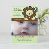 ジャングルの王 赤ちゃんライオン 誕生のお知らせ 案内状 (スタンド正面)