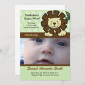 ジャングルの王 赤ちゃんライオン 誕生のお知らせ 案内状 (正面/裏面)