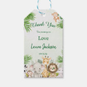 ジャングルの男の赤ちゃんシャワーの野生の熱帯の招待 ギフトタグ (正面)