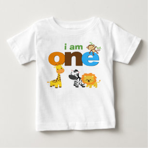 ジャングルの第1誕生日のTシャツの幼児のベビーの子供 ベビーTシャツ