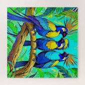 ジャングルの絶妙な熱帯鮮やか鳥 ジグソーパズル (横)