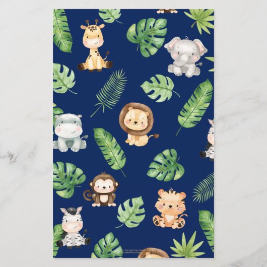 ジャングルの緑が赤ちゃんのシャワーカードを望む (裏面)