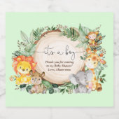 ジャングルの緑のサファリの動物の赤ちゃんシャワーの好意 スパークリングワインラベル (シングルラベル)