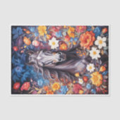 ジャングルの花々を描いたシュールレアリスム絵画の馬の頭 薄葉紙 (正面)