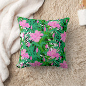 ジャングルの花が付いている熱帯パターン クッション (ブランケット)