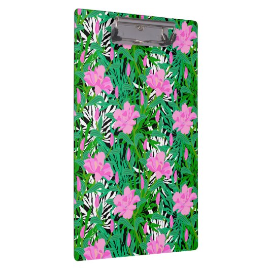 ジャングルの花が付いている熱帯パターン クリップボード (右)