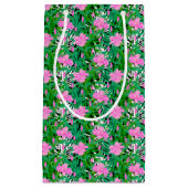 ジャングルの花が付いている熱帯パターン スモールペーパーバッグ (正面)