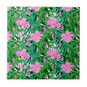 ジャングルの花が付いている熱帯パターン タイル (正面)