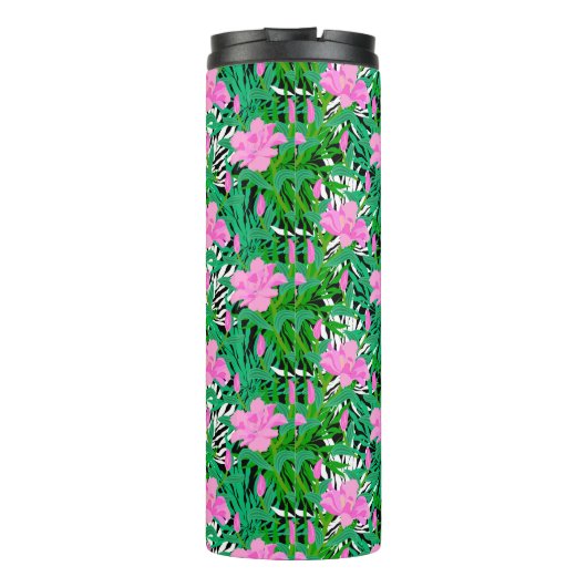 ジャングルの花が付いている熱帯パターン タンブラー (裏面)