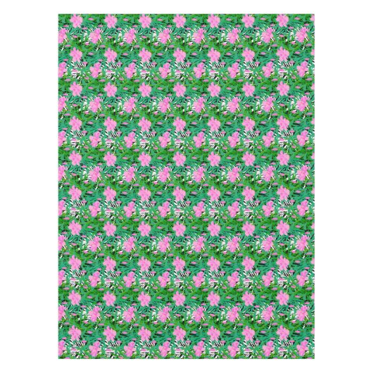 ジャングルの花が付いている熱帯パターン テーブルクロス (正面)