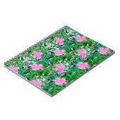 ジャングルの花が付いている熱帯パターン ノートブック (左側)
