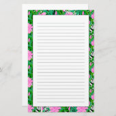 ジャングルの花が付いている熱帯パターン 便箋 (正面/裏面)