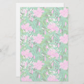 ジャングルの花が付いている熱帯パターン 便箋 (正面/裏面)