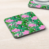 ジャングルの花が咲く熱帯の模様 コースター (左側)