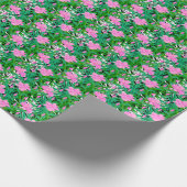 ジャングルの花を持つ熱帯模様 ラッピングペーパー (角)