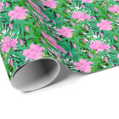 ジャングルの花を持つ熱帯模様 ラッピングペーパー (ロールコーナー)