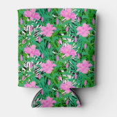 ジャングルの花を持つ熱帯模様 缶クーラー (正面)