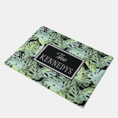 ジャングルの花パターン|はあなたの名前を加えます ドアマット (アングル)